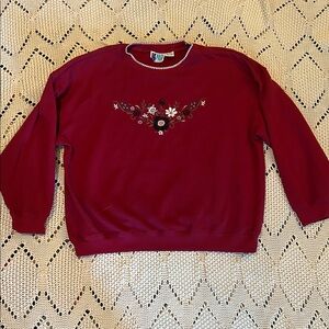 Vintage Grannycore Embroidered Floral Sweatshirt Sz XL